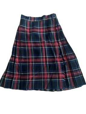 Vintage Tartan Plaid Wool Pleated Skirt Kilt Academia Knee-length XS Size 2 EUC